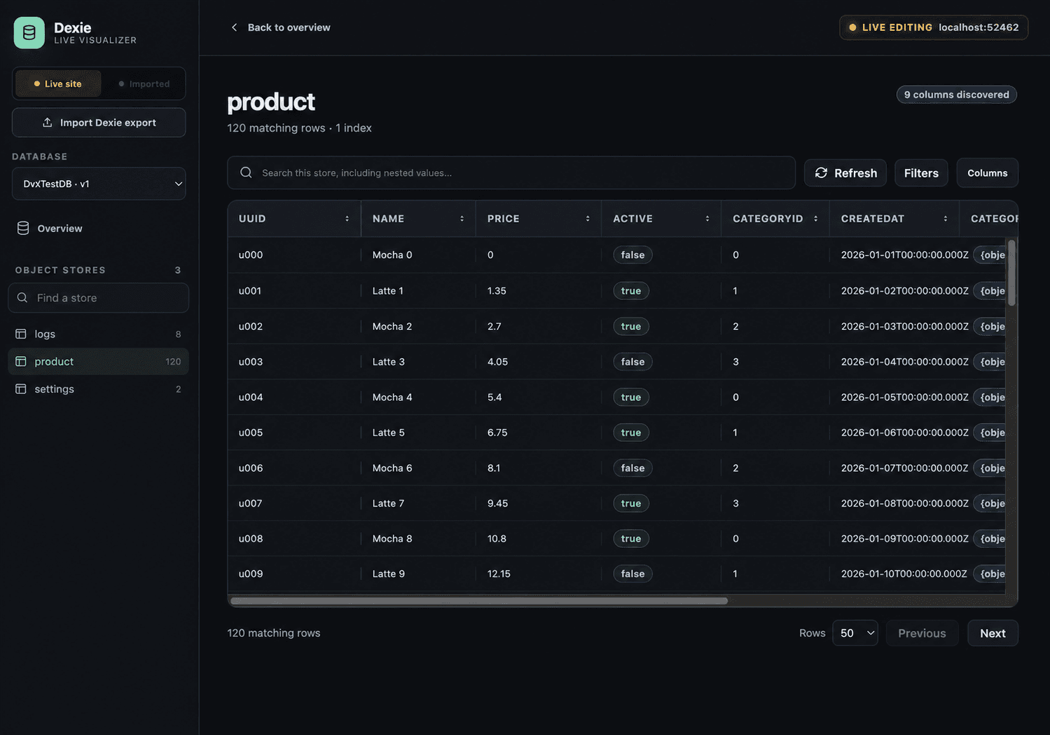 IndexedDB Workbench project preview