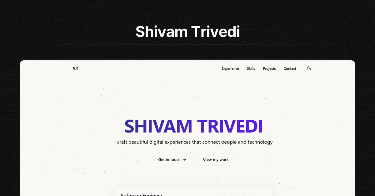 Shivam Trivedi | Software Engineer & Freelance Developer in Vadodara, India